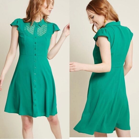 ModCloth Dapper Dance Shirt Dress in Jade - Picture 1 of 14
